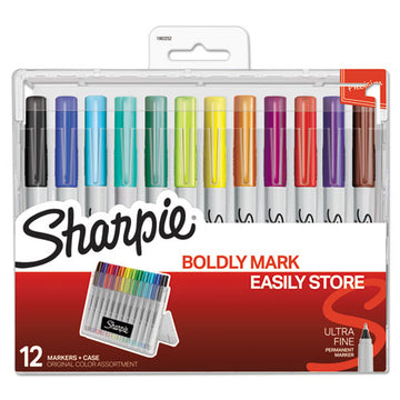 Sharpie® Permanent Markers With Storage Case, Extra-fine Needle Tip, Assorted Color Set 2, Dozen freeshipping - TVN Wholesale